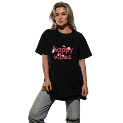 "Happy Vibes" Oversized Women Shirt